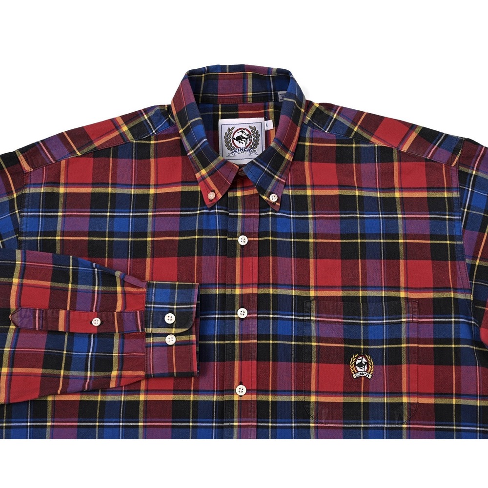 Vntg 90s Men's Cinch Western‎ Shirt Size Large Long Sleeve Button Up Ranch Plaid